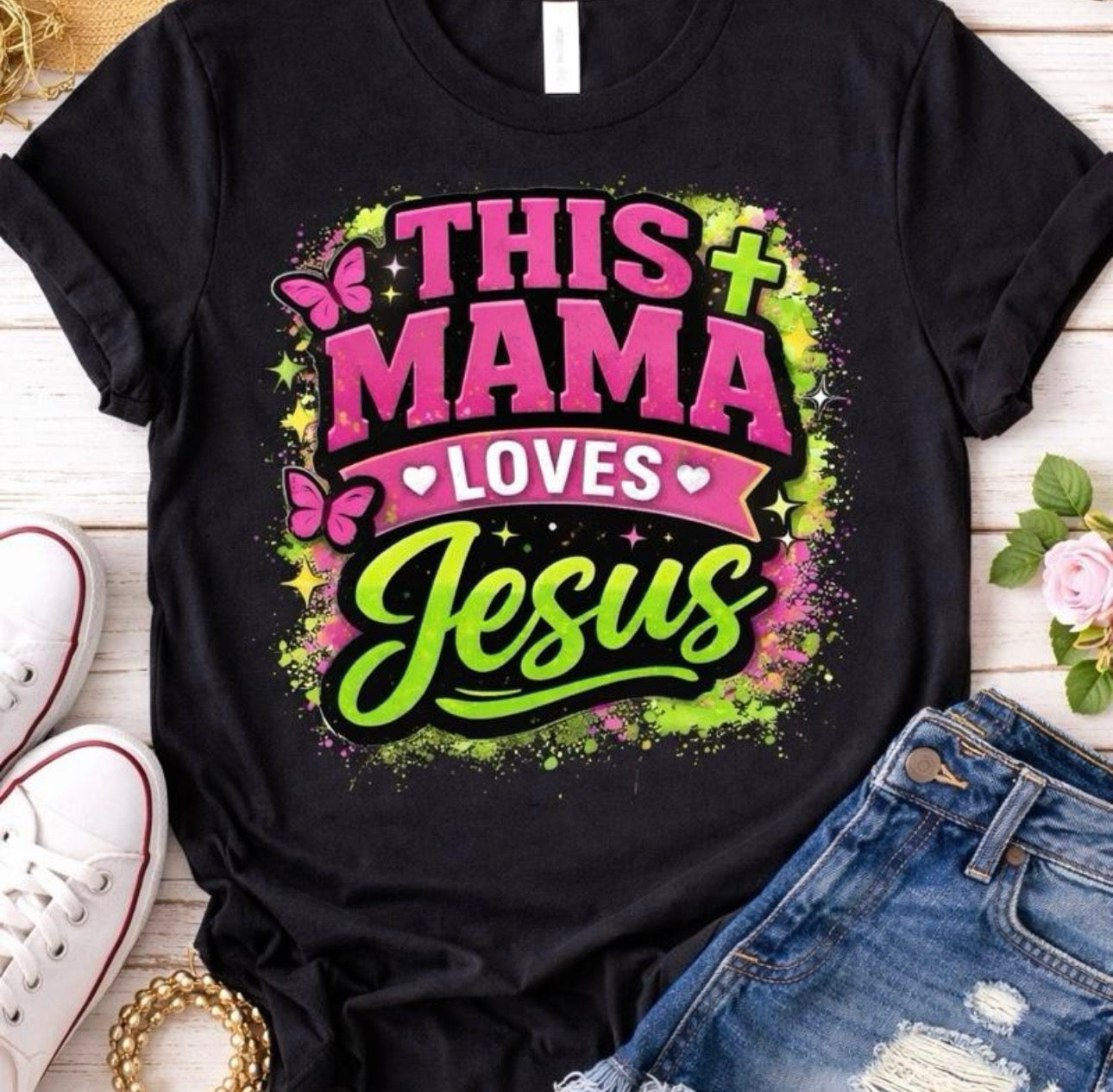 DTF Transfers This mama loves Jesus
