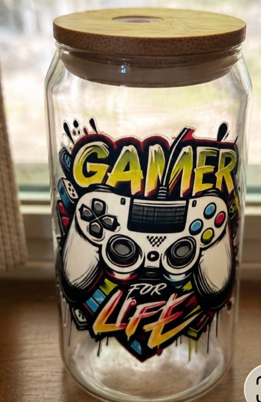16 ounce gamer glass tumbler