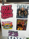 DTF Transfers Pocket size Gang sheets not today Satan Eminem,stitch, juice world, Psalm23