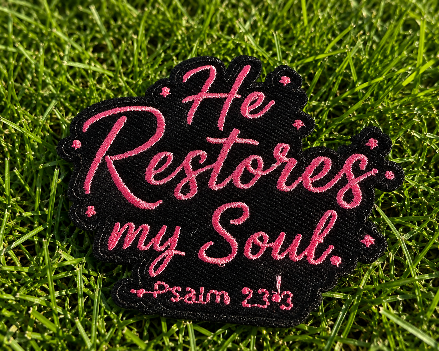 He restores my soul hat patches